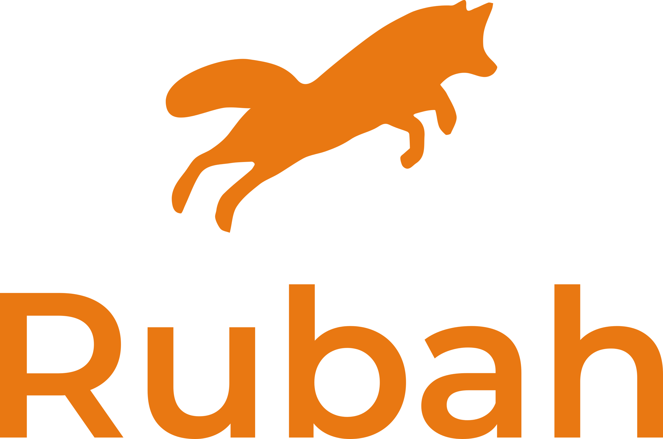 Rubah logo featuring an orange leaping fox silhouette above the word Rubah in bold orange text